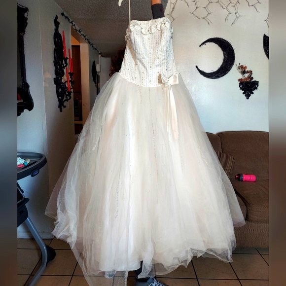 Beautiful Pearl Ivory Sequin Rhinestone Sweet 16 Dress Amazing Condition - Picture 3 of 9